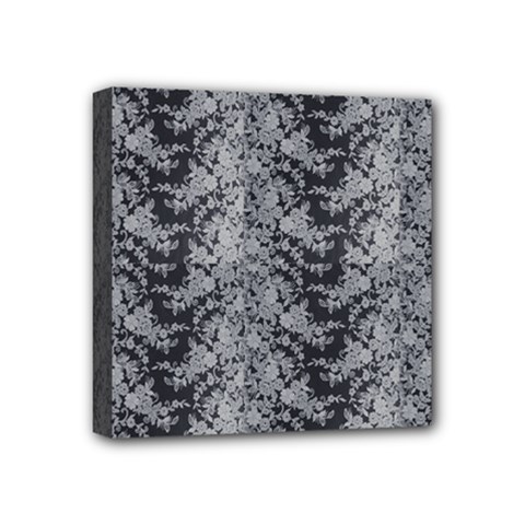 Black Floral Lace Pattern Mini Canvas 4  X 4 