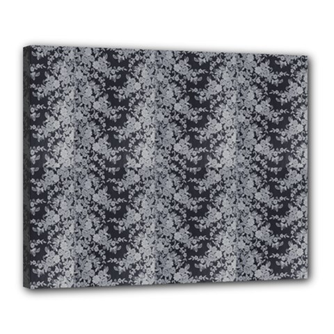 Black Floral Lace Pattern Canvas 20  X 16  by paulaoliveiradesign