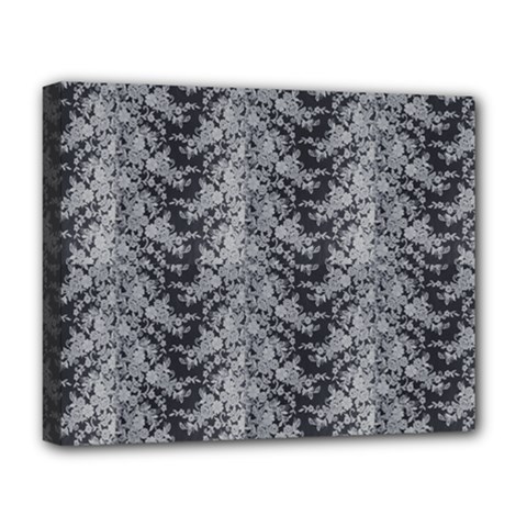 Black Floral Lace Pattern Deluxe Canvas 20  X 16   by paulaoliveiradesign
