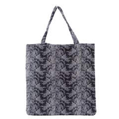 Black Floral Lace Pattern Grocery Tote Bag by paulaoliveiradesign