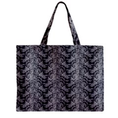 Black Floral Lace Pattern Zipper Mini Tote Bag