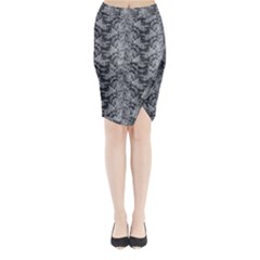 Black Floral Lace Pattern Midi Wrap Pencil Skirt