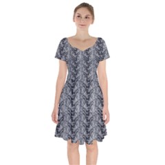 Black Floral Lace Pattern Short Sleeve Bardot Dress