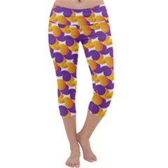 Purple And Yellow Abstract Pattern Capri Yoga Leggings