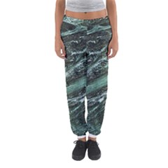 Green Marble Stone Texture Emerald  Women s Jogger Sweatpants by paulaoliveiradesign