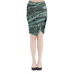 Green Marble Stone Texture Emerald  Midi Wrap Pencil Skirt by paulaoliveiradesign