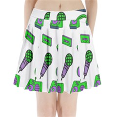 Green Music Pattern Pleated Mini Skirt by TheLimeGreenFlamingo