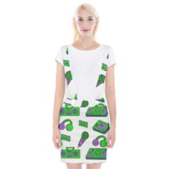 Green Music Pattern Braces Suspender Skirt