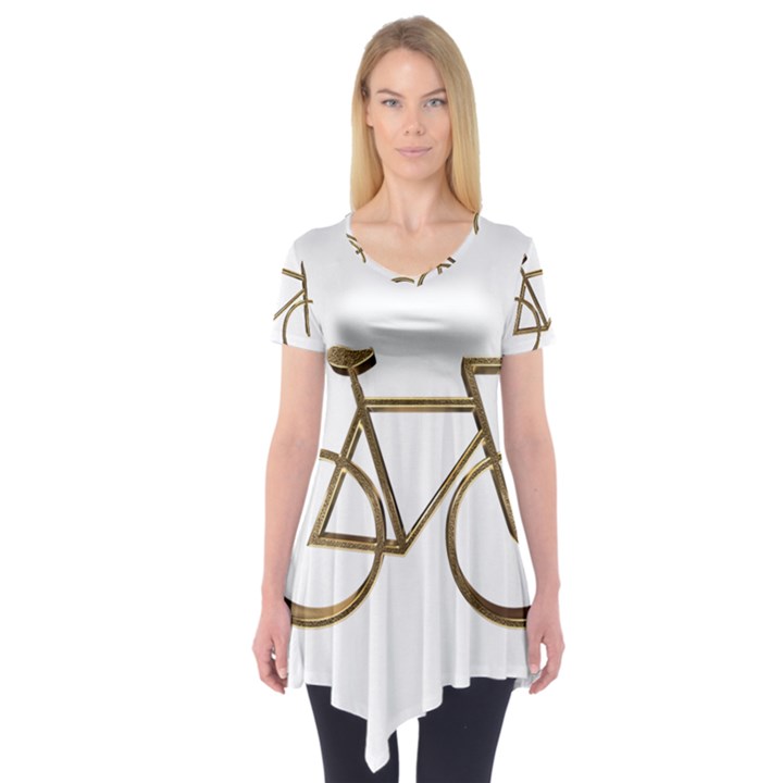 Elegant Gold Look Bicycle Cycling  Short Sleeve Tunic 