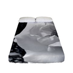 White Rose Black Back Ground Greenery ! Fitted Sheet (full/ Double Size)