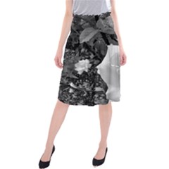 White Rose Black Back Ground Greenery ! Midi Beach Skirt by CreatedByMeVictoriaB