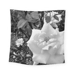 White Rose Black Back Ground Greenery ! Square Tapestry (small) by CreatedByMeVictoriaB