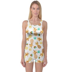 Seamless Summer Fruits Pattern One Piece Boyleg Swimsuit by TastefulDesigns