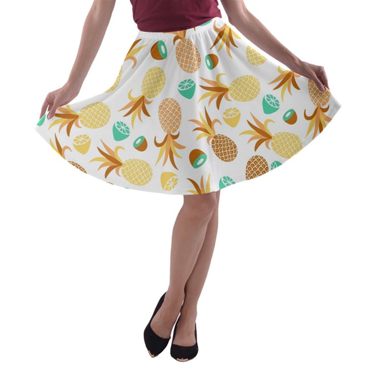 Seamless summer fruits pattern A-line Skater Skirt