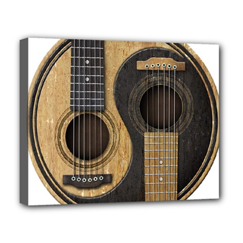 Old And Worn Acoustic Guitars Yin Yang Deluxe Canvas 20  X 16   by JeffBartels