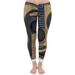 Old And Worn Acoustic Guitars Yin Yang Classic Winter Leggings by JeffBartels