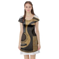 Old And Worn Acoustic Guitars Yin Yang Short Sleeve Skater Dress