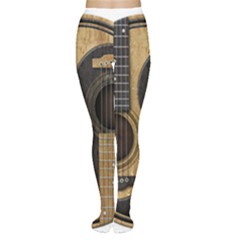 Old And Worn Acoustic Guitars Yin Yang Women s Tights by JeffBartels