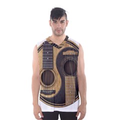 Old And Worn Acoustic Guitars Yin Yang Men s Basketball Tank Top by JeffBartels