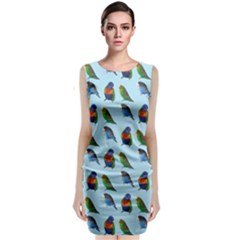 Blue Birds Parrot Pattern Classic Sleeveless Midi Dress