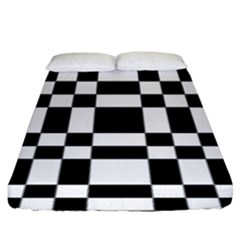 Checkerboard Black And White Fitted Sheet (king Size) by Colorfulart23
