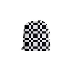 Checkerboard Black And White Drawstring Pouches (xs)  by Colorfulart23