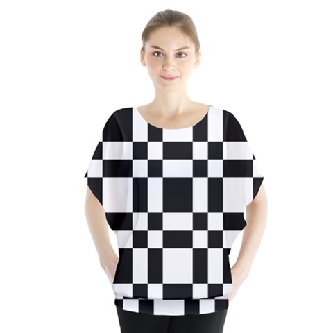 Checkerboard Black And White Blouse by Colorfulart23