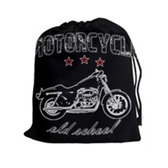 Motorcycle Old School Drawstring Pouches (xxl) by Valentinaart