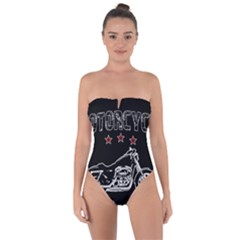 Motorcycle Old School Tie Back One Piece Swimsuit by Valentinaart