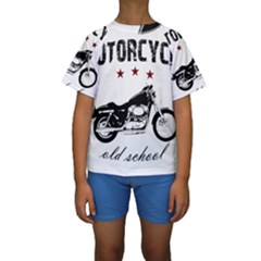 Motorcycle Old School Kids  Short Sleeve Swimwear by Valentinaart