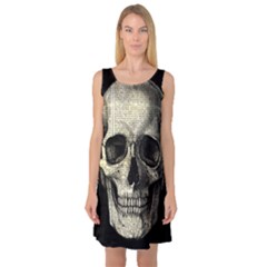 Newspaper Skull Sleeveless Satin Nightdress by Valentinaart