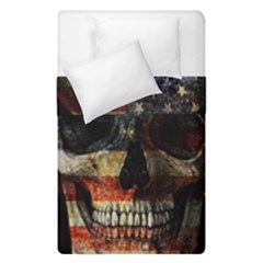 American Flag Skull Duvet Cover Double Side (single Size) by Valentinaart