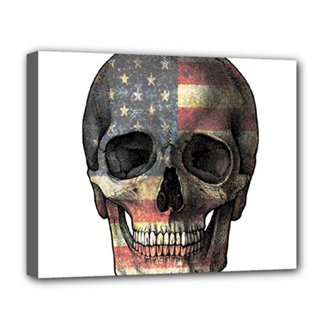 American Flag Skull Deluxe Canvas 20  X 16   by Valentinaart