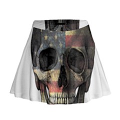 American Flag Skull Mini Flare Skirt