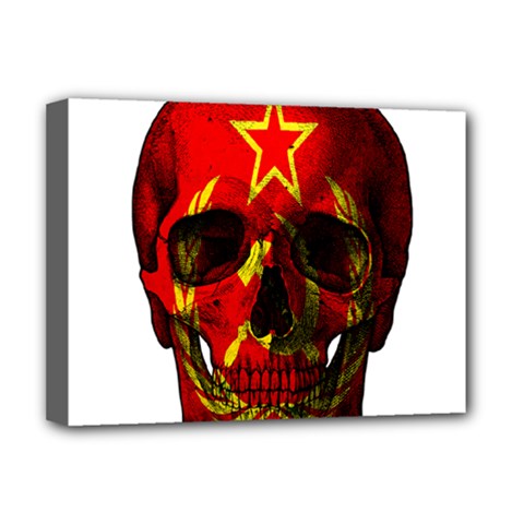 Russian Flag Skull Deluxe Canvas 16  X 12  