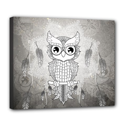 Wonderful Owl, Mandala Design Deluxe Canvas 24  X 20   by FantasyWorld7