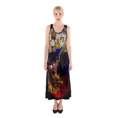 Russian Flag Skull Sleeveless Maxi Dress