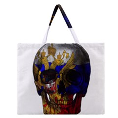 Russian Flag Skull Zipper Large Tote Bag by Valentinaart