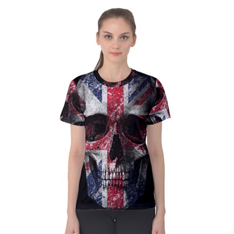 Uk Flag Skull Women s Cotton Tee by Valentinaart