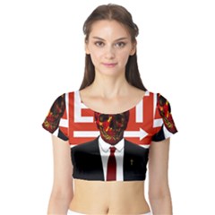 Dualism Short Sleeve Crop Top (tight Fit)