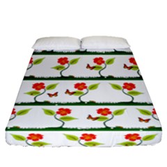 Plants And Flowers Fitted Sheet (queen Size) by linceazul