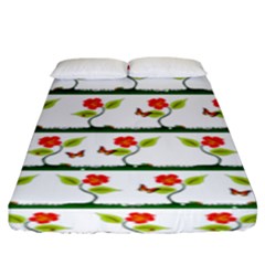 Plants And Flowers Fitted Sheet (king Size) by linceazul