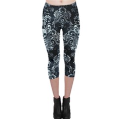 Skull Damask Capri Leggings  by CorsairsDesign