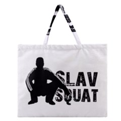 Slav Squat Zipper Large Tote Bag by Valentinaart