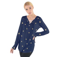 Navy/gold Stars Tie Up Tee by Colorfulart23