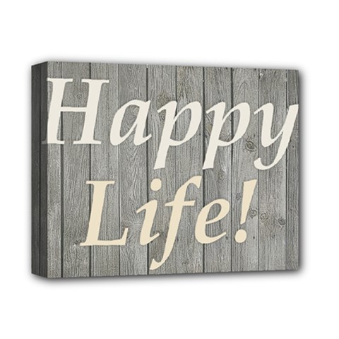 Happy Life Letters Shabby Style Poster Deluxe Canvas 14  X 11 