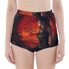 Steampunk, Wonderful Steampunk Lady In The Night High-waisted Bikini Bottoms by FantasyWorld7