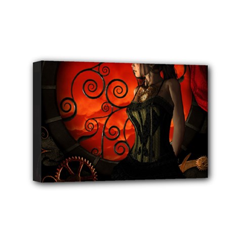 Steampunk, Wonderful Steampunk Lady In The Night Mini Canvas 6  X 4  by FantasyWorld7