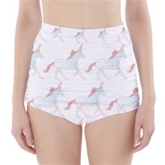 Unicorn Pattern High-waisted Bikini Bottoms by paulaoliveiradesign
