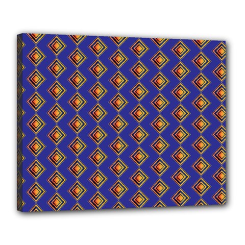 Blue Geometric Losangle Pattern Canvas 20  X 16  by paulaoliveiradesign